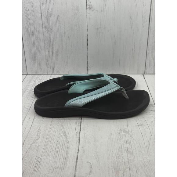 Olukai Ohana Women's Flip Flops Thong Sandals Sz 8 Light Blue Teal Sea Glass - Picture 2 of 10